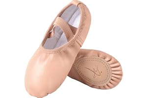 Mulnall Filles Ballet Chaussures Classique Cuir Yoga Ballerine Chaussure de Danse Pilates Pantoufles Danse Pratique Gymnastique Chaussons Split Plate pour Filles Enfants Femmes