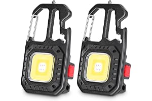 PKKP 2 stycken mini LED-ficklampa 800 lumen, bärbar arbet nyckelring, 7 lägen USB-uppladdningsbara inspektionslampor med skru