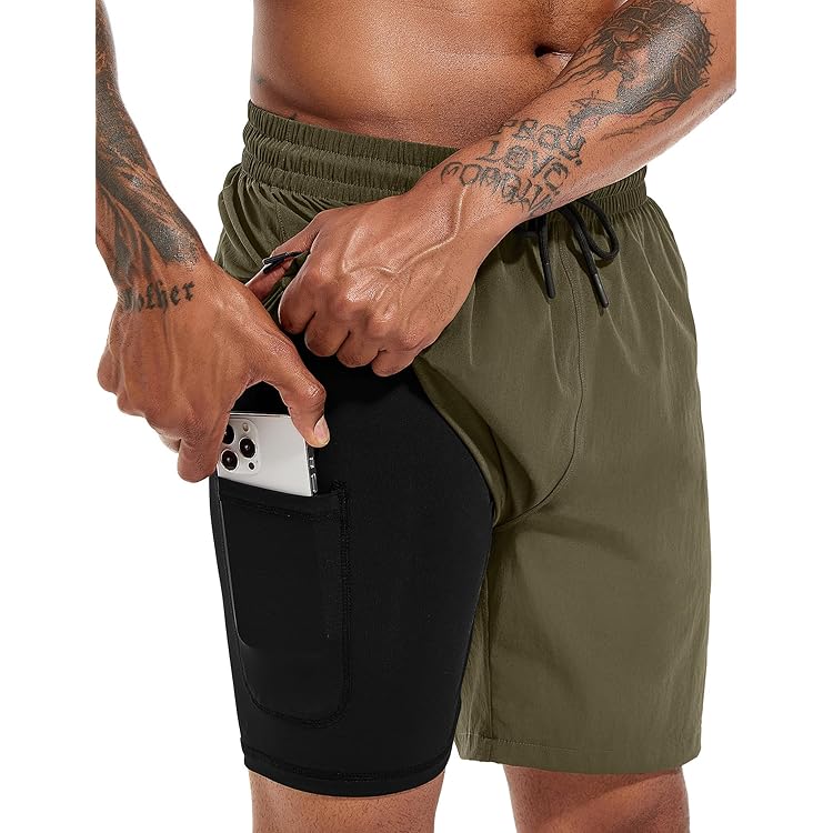 ineepor 2-in-1 zwembroek voor mannen, met compressievoering, met ritszak, surfshorts, XXS-5XL