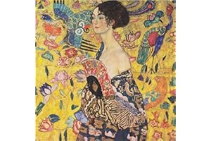 YSCOLOR Diamond Painting Signora con Ventaglio Pittura A Tutto Tondo con Diamanti Gustav Klimt Mosaico DIY Immagini di Strass Pittura Hobby Mestieri 30X30Cm