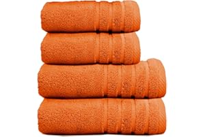 Sedalinne - Juego de Toallas de Baño Completo 500 Gr Liso - Toallas Baño Grandes y Pequeñas Rizo 100% Algodón - Pack (2 Lavabo + 2 Ducha) - Alta Absorción - Toalla Algodon - Naranja