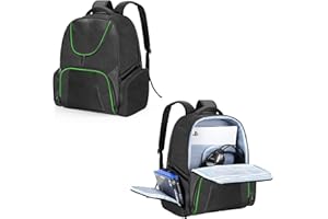 CURMIO Mochilla para Consola de Juegos Compatible con PS5, PS4 and PS4 Pro, Bolsa Consola, Funda Transporte para PS5, Controladores, Juegos y Accesorios, Verde(Sola Bolsa, Patente Pendiente)