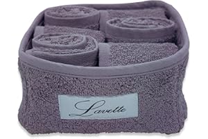 CA' D'ORO Cestino Lavette 100% Cotone 350 gr/mq con trapuntatura (Malva, 6 Lavette)