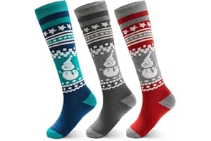 AISYEE Chaussette Ski Enfant Chaussettes longues Unisexes Chaussettes Chaudes d'hiver Enfants Chaussettes Thermiques Garcon Chaussettes épaisses en coton pour Garçon Fille Lot 3 Paires