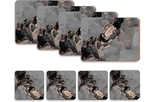 Naivasha Homeware Placemats and Coasters Set of 4 - Heat Resistant, Waterproof, Non-Slip Cork Table Mats in Matte Finish, Elegant Placemats & Coasters for Cups, Mugs, Plates & Pans - Night Marble