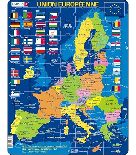 Larsen K78 Dinamarca Mapa físico, edición en Danés, Puzzle de Marco con 66 Piezas Larsen K78 Dinamarca Mapa físico, edición en Danés, Puzzle de Marco con 66 Piezas