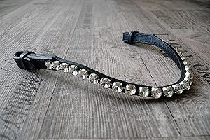 hegehof Generisch Stirnriemen mit Schnellverschluss und 10mm Steinen Pferd Horse Browband (Warmblut = 43 cm, kristall)