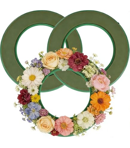 FWEEK 3 Stuks Steekschuim Krans Rond 25 Cm - Nat Steekschuim Voor Bloemstukken En Knutselen