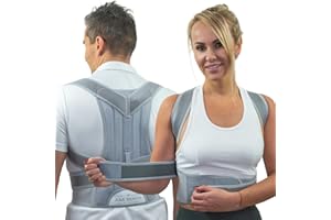 A&X Bravo Posture Corrector for Men and Women, Adjustable Back Straightener Providing Pain Relief from Neck, Back, Shoulder & Upper Back Brace, Posture Corrector Women & Back Support Belt Grey - XS