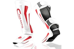 Champs MMA Shin Guards for Martial Arts – Padded, Adjustable Muay Thai Leg Guards with Instep Protection for Kickboxing/MMA Training and Sparring – Durable, Professional MMA Equipment