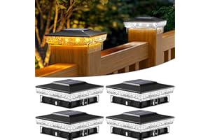 btfarm 4 Pack Solar Post Lights with 16 LED, 2 Color Modes Fence Post Lights Solar Powered Waterproof, 4x4 Post Cap Lamp Lighting Fits Vinyl Wooden Post for Patio Garden Deck Yard, Warm/Cool White