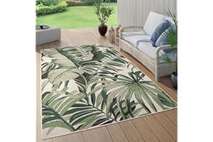 ‎PACO HOME Paco Home Dywan Zewnêtrzny Taras Balkon Dywan Do Kuchni Li¶cie Palmy D¿ungla Kwiaty Boho Zielony, Rozmiar:200x290 cm, Kolor:Zielony 10