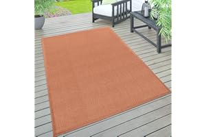 Paco Home Per interni e esterni, per terrazza e balcone, anti-intemperie, tinta unita, Dimensione:140x200 cm, Colore:Rouille