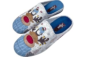 JOMIX Kapcie damskie zimowe kapcie filcowe domowe buty termiczne poślizgu na zimę drukowanie zwierząt w Hiszpanii