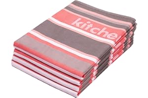 ZOLLNER Juego de 4 paños de Cocina de algodón en 50x70 cm - paños de Cocina Muy absorbentes y duraderos - Lavables hasta 60°C - en Rayas Rojas - Calidad hostelería - Certificado Oeko Tex®