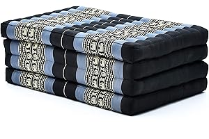 LEEWADEE futón Plegable Standard – Colchoneta para Doblar de kapok Hecha a Mano, colchón de Invitados para el Suelo, 200 x 70 cm, Azul