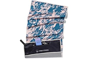 WOODSANDWAVES Serviette de Sport Intelligente en Pet recyclé - avec Clip magnétique, antidérapant et Sac - 10 Designs créatifs pour la Salle de Gym, Le Yoga et Le Sport (90 x 45 cm).