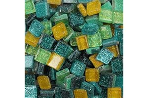 ANKTILY 200g Tessere Mosaico Piastrelle Mosaico Vetro, Colore Misto Quadrata Pezzi di Vetro,Cristallo Glitterato Tessere per Mosaico Piastrelle Assortite per ​Lavori Artigianali,Decorazioni,1x1cm(Estate)