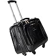 Steve Johnson Pure Leather 20-Inch Cabin Trolley Bag with Laptop Compartment - 4-Wheel Small Trolley Suitcase for Travel - Professional Cabin Luggage (Black Plain)