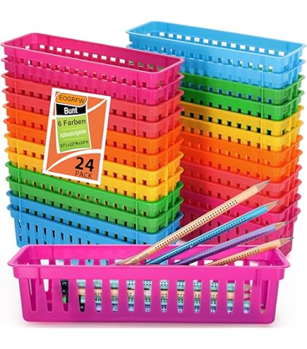 Housoutil – Lot De 30 Paniers De Rangement Plastique Pour Bureau – Organisateur Crayons, Fournitures Scolaire Et Bureau