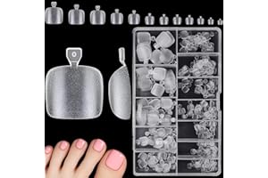 XIAOHEBAN 240 Pezzi Unghie Finte Per Piedi, 12 Dimensioni Tip In Gel Per Unghie Piedi, Acrilico Tip Unghie Piedi Opaco, Toe Nail Tip Gel Per Manicure Removibili E Nail Art Fai Da Te