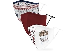 Weddingstar 3 Pack Adult Washable Cloth Face Mask Reusable and Adjustable with Filter Pocket - Holiday Knit