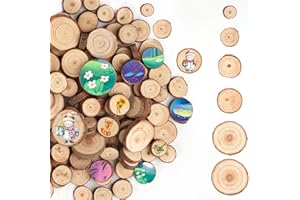 SVALOR 120 Pièces Rondelles Bois Naturel Brut, Petits Disques en Bois 1-3cm, Tranches de Bois Naturel pour DIY, Rondin Rondelle Rond en Bois, pour Décoration Artistique, Noel, Faire la Fête