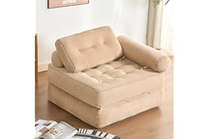 Litbird Foldable 4-in-1 SofaBed – Bean Bag Couch, Boneless Sofas with Adjustable Armrest, Floor Lounge Sofa, Guest Bed for Small Spaces, Lounge Seat for Bedroom & Living Room (Camel, 37.4 in)