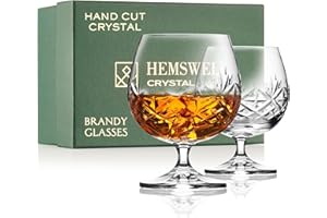 Hemswell Crystal Verres à Brandy 2 pièces 250 ml – Cristal sans plomb, boîte satinée de présentation, design Glenrigg haut de gamme – Idéal Cognac, Brandy & spiritueux