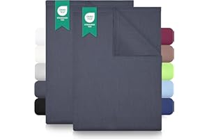 ‎GREEN MARK TEXTILIEN Green Mark Klassische Bettlaken – 2er Pack Flache Laken aus 100 % Baumwolle, ohne Gummi, hautfreundlich, pflegeleicht, bei hohen Temperaturen waschbar - Anthrazit Grau - 150x250 cm