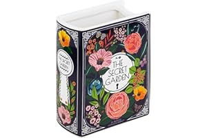 STEEL MILL AND CO. Steel Mill & Co - Jarrón Decorativo pequeño en Forma de Libro, jarrones de cerámica para decoración del hogar, Bonita decoración de estantería, jarrón único para Amantes de los Libros, jardín Secreto