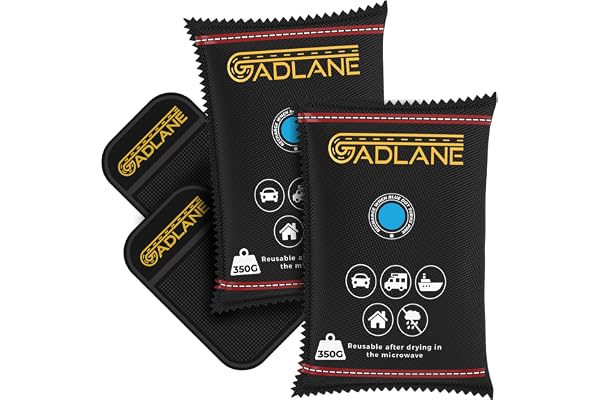GADLANE Återanvändbar bilavfuktare 350 G – 2-pack fuktabsorberare för bil | Instrumentpanel halkfri matta, eliminera dimmig vindruta hem, garderob, kondensationsabsorberande kiselgel väskor