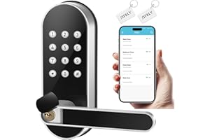 Keyless Entry Keypad Electronic Door Lock: Sifely Digital Smart Lock with Code, Electric Deadbolt Door Knob/Handle for Front, Interior, Exterior & Bedroom Doors (Silver, App Control, No Fingerprint)