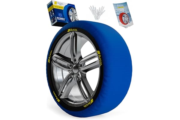 ARCOL Fundas Rueda Nieve para Coche Homologado EN 16662-1 - Nova Dos Cadenas Nieve de Tela para Coche. Snow Sock Talla XL para R14–R22 (Tamaños de Neumáticos Detallados en el Interior) (Nova, XL)