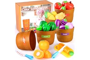 Veluoess Juego de Juguetes para Cortar Alimentos, Juego de Roles Juguete de Corte con Canasta y Accesorios de Cocina Juguetes de Corte Frutas y Verduras Juego para Niños
