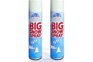DAWSONS LIVING 600ml (2x 300ml) Twin Pack ‘BIG SNOW SPRAY’ Artificial Snowy Aerosol for Christmas Decorations _ 2 Pack Big Fake Snow Spray for Windows, Christmas Tree Decorations & Crafts like Wreath Making.