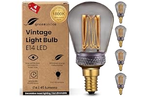 greenandco 4x E14 LED Lampa Vintage ST45 Rök 2W 45lm 1800K