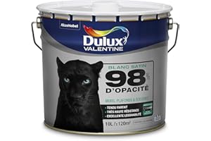DULUX VALENTINE Peinture 98% d'Opacité - Murs, Plafonds, Boiseries - Satin Blanc 10L 5262304
