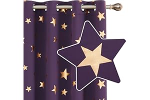 Deconovo Set di 2 tende oscuranti termiche isolanti viola scuro con occhielli, tenda soggiorno, design moderno, 132 x 160 cm