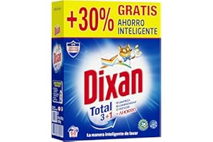 Dixan Polvo Total 3+1, Detergente en Polvo para Lavadora (52 lavados +30% gratis, total: 68 lavados) jabón en polvo para lavar la ropa blanca y de color, Limpieza, luminosidad y frescor