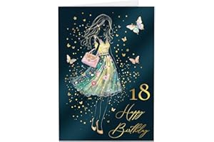 ‎JOLI COON Joli Coon Papeterie Geburtstagskarte 18 STARDUST Lady - Premium Geburtstagskarte 18 Mädchen mit FinePaper Kuvert und echtem Wachssiegel