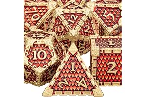 ARUOHHA DND Metal Dice Set with Gift Box, Golden Red Dragon Scale Role Playing Games Dungeons and Dragons 6 Sided Polyhedral D&D Dice Set RPG D and D Dice D20 D12 D10 D8 D6 D4