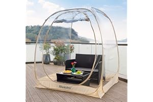 Alvantor Pop Up Bubble Tent - 6’ x 6’ Instant Igloo Tent - 2-3 Person Screen House for Patios - Large Oversize Weather Proof Pod - Cold Protection Camping Tent - Beige