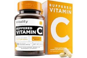 VITALITY BIORESEARCH Buffered Vitamin C 1000mg - High Strength Vitamin C Supplement for Immune System, Sensitive Stomach, Calcium L-Ascorbate - Vegan - 60 Vitamin C Slow Release Capsules