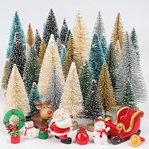 12Pcs Mini Alberi di Natale, Pennello per Bottiglia da Tavolo in Cedro Smeriglia