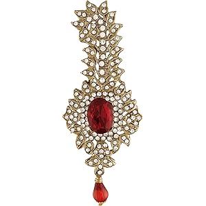 I Jewels Gold Plated Traditional Stone Pearl Drop Safa Kalangi Brooch for Groom/Men/Dulha Pagadi (SM52)