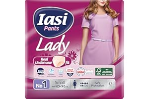 IASI Pants LADY, 12 Culottes Incontinence Femme, Protection Très Absorbante pour Fuites Urinaires Modérées à Fortes, Taille S, 12 unités
