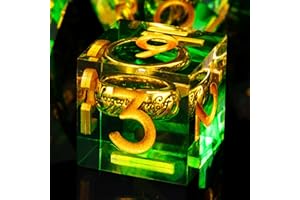 ORUZA 7 PCS Lord Of The Ring DND Dice Set Resin Sharp Edge Dice Polyhedral D&D Dice Set for Dungeons and Dragons RPG MTG Role Playing Game Dice D20 D12 D10 D8 D6 D4 D%