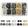 80 Sets 10mm/15mm Metal Snap Buttons Brass Sew On Snap Fasteners for Purse, Handbag, Clothes, Shoes and Hats Sewing Repair(5 Colors)