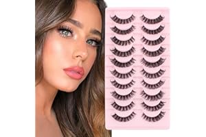 SIXSTARHAIR Faux Cils Volume Russe Naturel 3D Faux Cils 10 Paires Cat Eye Yeux de Biche Russian Fake Lashes Moelleux Faits à la Mai Cils a Cils Vison Réutilisables Mink False Eyelashes